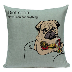 Pug Sports Cycling Cute Cushion Cover, Throw Pet Pug Pillow Cover. Decorative Pillow Case.