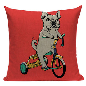 Pug Sports Cycling Cute Cushion Cover, Throw Pet Pug Pillow Cover. Decorative Pillow Case.