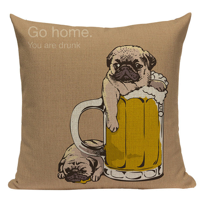 Pug Sports Cycling Cute Cushion Cover, Throw Pet Pug Pillow Cover. Decorative Pillow Case.