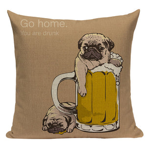 Pug Sports Cycling Cute Cushion Cover, Throw Pet Pug Pillow Cover. Decorative Pillow Case.