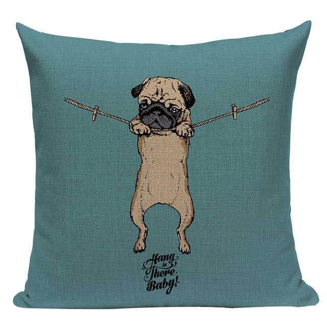 Pug Sports Cycling Cute Cushion Cover, Throw Pet Pug Pillow Cover. Decorative Pillow Case.