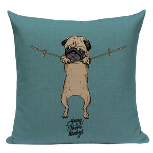 Pug Sports Cycling Cute Cushion Cover, Throw Pet Pug Pillow Cover. Decorative Pillow Case.