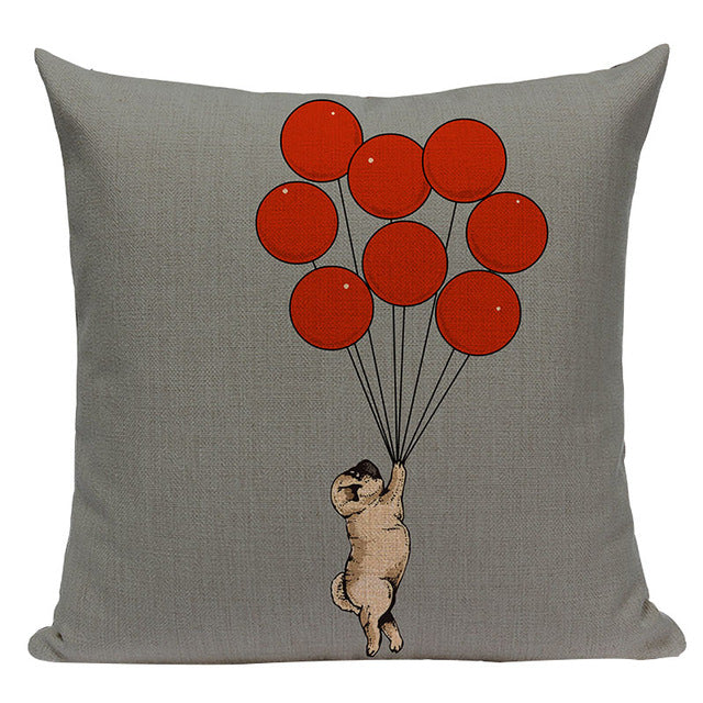 Pug Sports Cycling Cute Cushion Cover, Throw Pet Pug Pillow Cover. Decorative Pillow Case.
