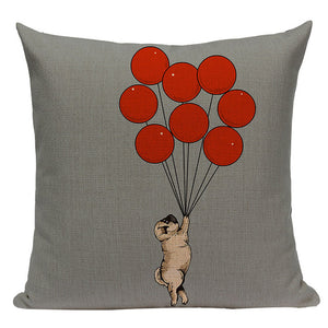 Pug Sports Cycling Cute Cushion Cover, Throw Pet Pug Pillow Cover. Decorative Pillow Case.