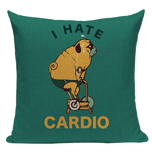 Pug Sports Cycling Cute Cushion Cover, Throw Pet Pug Pillow Cover. Decorative Pillow Case.