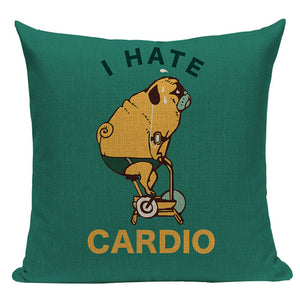 Pug Sports Cycling Cute Cushion Cover, Throw Pet Pug Pillow Cover. Decorative Pillow Case.