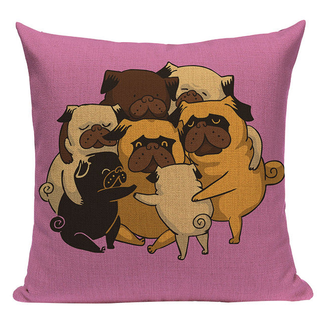 Pug Sports Cycling Cute Cushion Cover, Throw Pet Pug Pillow Cover. Decorative Pillow Case.