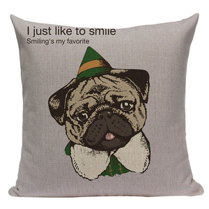 Pug Sports Cycling Cute Cushion Cover, Throw Pet Pug Pillow Cover. Decorative Pillow Case.