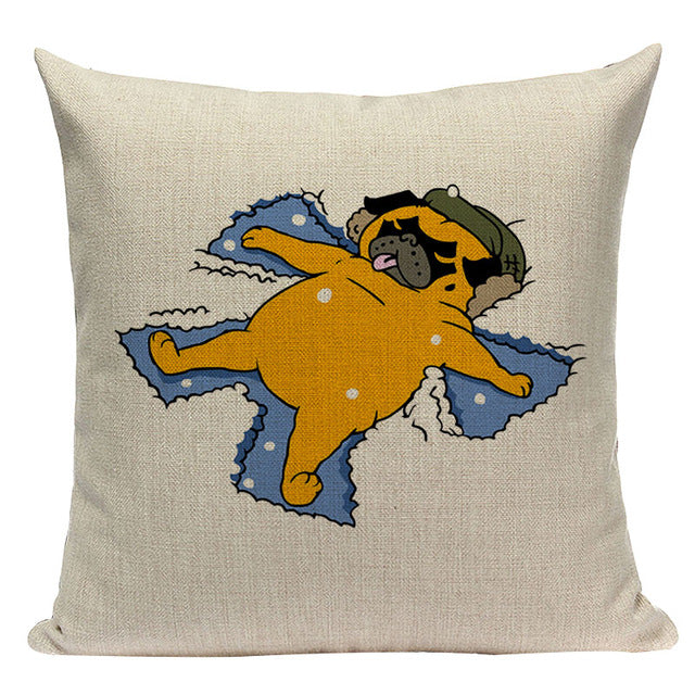 Pug Sports Cycling Cute Cushion Cover, Throw Pet Pug Pillow Cover. Decorative Pillow Case.