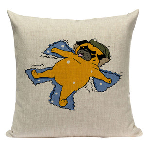 Pug Sports Cycling Cute Cushion Cover, Throw Pet Pug Pillow Cover. Decorative Pillow Case.