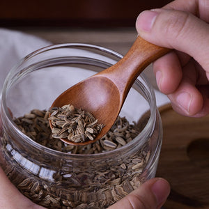 4pcs Mini Wooden Spoon Kitchen Spice Spoon Wood Sugar Tea Coffee Scoop Small Short Condiment Spoons Wooden Utensils Cooking Tool