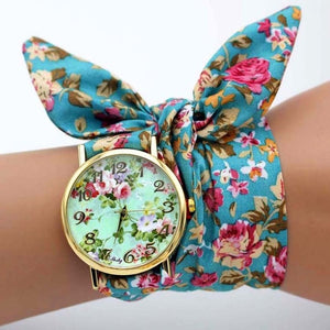 design  Ladies flower cloth wristwatch fashion women dress watch high quality fabric watch sweet girls Bracelet  watch