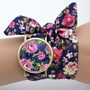 design  Ladies flower cloth wristwatch fashion women dress watch high quality fabric watch sweet girls Bracelet  watch