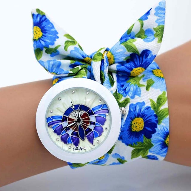 design  Ladies flower cloth wristwatch fashion women dress watch high quality fabric watch sweet girls Bracelet  watch