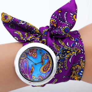design  Ladies flower cloth wristwatch fashion women dress watch high quality fabric watch sweet girls Bracelet  watch