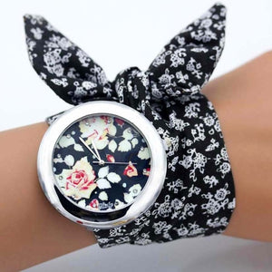 design  Ladies flower cloth wristwatch fashion women dress watch high quality fabric watch sweet girls Bracelet  watch