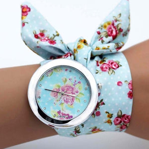 design  Ladies flower cloth wristwatch fashion women dress watch high quality fabric watch sweet girls Bracelet  watch