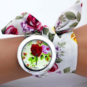 design  Ladies flower cloth wristwatch fashion women dress watch high quality fabric watch sweet girls Bracelet  watch