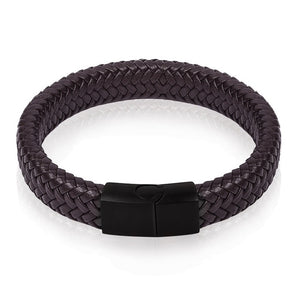Men Jewelry Black/Brown Braided Leather Bracelet Stainless Steel Magnetic Clasp Fashion Bangles 18.5/22/20.5cm