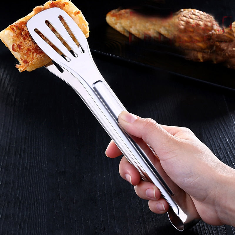 1PC Stainless Steel Kitchen Tongs BBQ Clip Food Tongs Pizza Bread Dessert Server Steak Salad Buffet Serving Clip Kitchen Tools