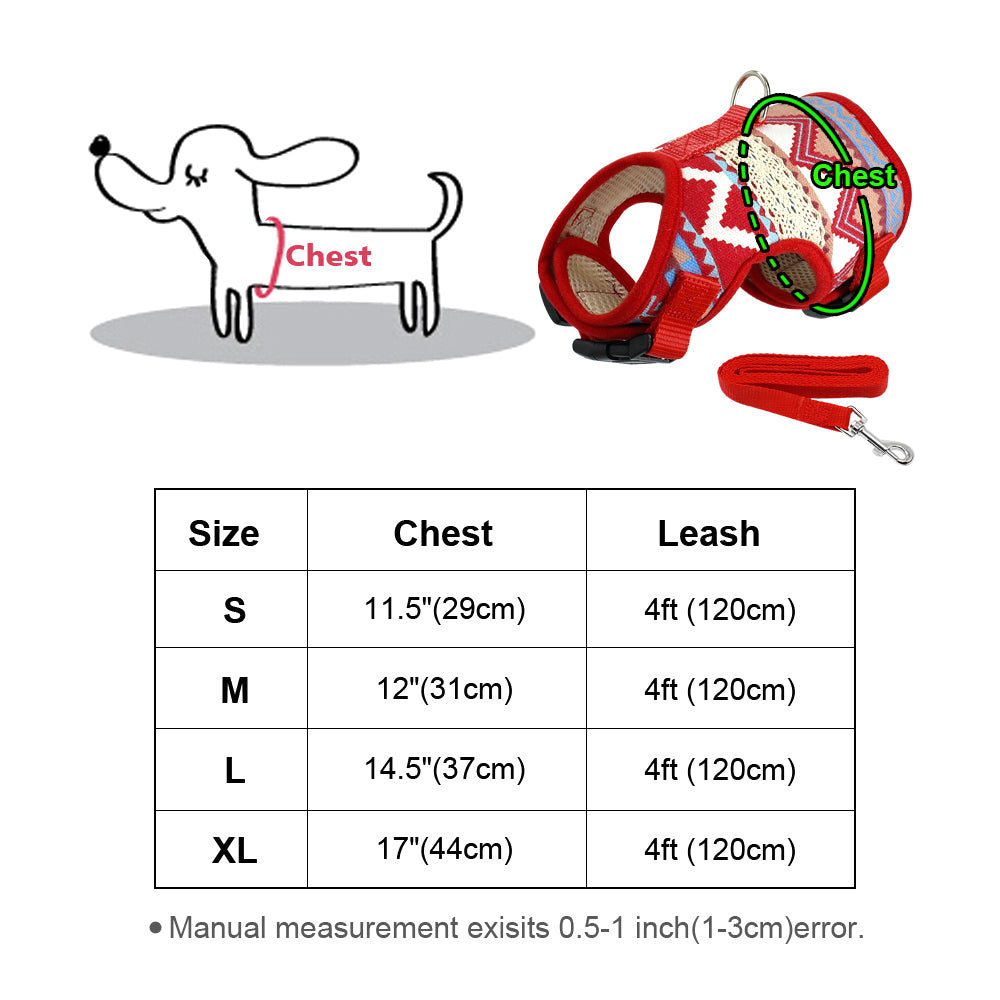 Soft Printed Dog Harness and Leash,  Vest Jacket For Small Medium Dogs Teddy Poddle .Chihuahua or  Yorkies, Vest S M L XL