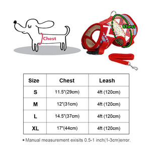 Soft Printed Dog Harness and Leash,  Vest Jacket For Small Medium Dogs Teddy Poddle .Chihuahua or  Yorkies, Vest S M L XL