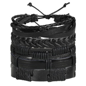 Vintage Leaf Feather Multilayer Leather Bracelet Men Fashion Braided Handmade Star Rope Wrap Bracelets & Bangles Male Gift