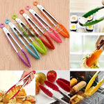 NEW Silicone Kitchen Cooking Salad Serving BBQ Tongs Stainless Steel Handle Utensil