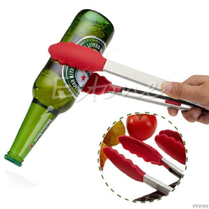 NEW Silicone Kitchen Cooking Salad Serving BBQ Tongs Stainless Steel Handle Utensil