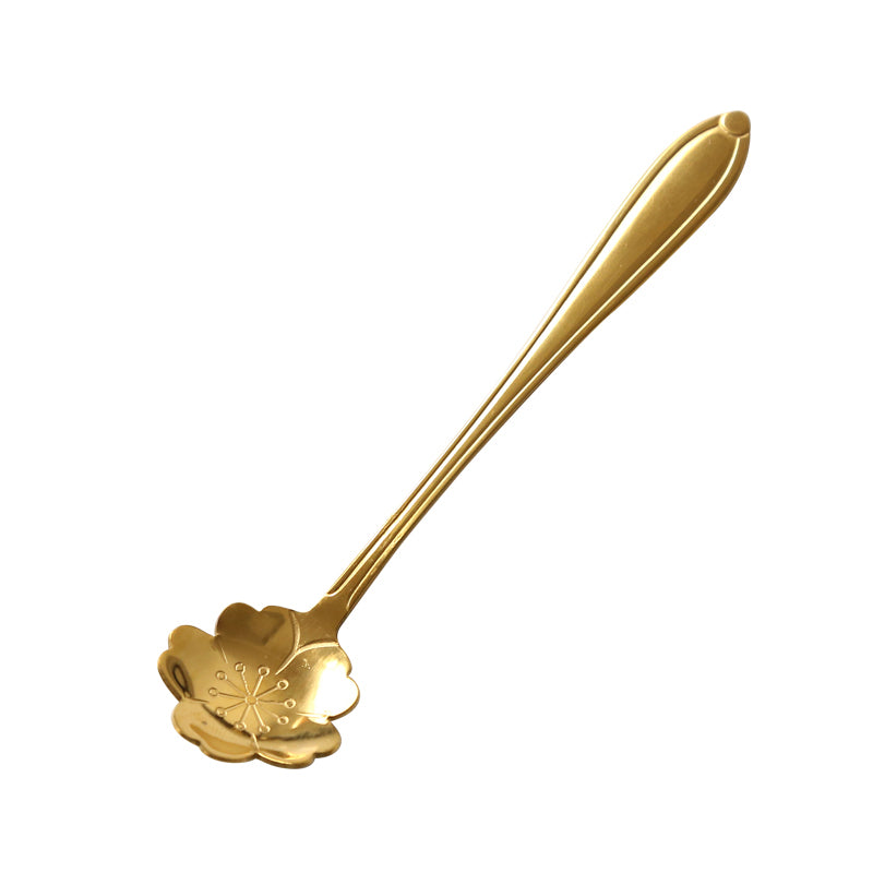4pcs Stainless Steel Teaspoon Set Gold Flower Spoons Small Vintage Coffee Tea Spoon Fancy Sugar Dessert Spoon Bar Cafe Tableware