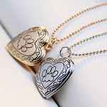 Memory Heart Pendant Footprint Frame Cat or Dog Locket. Fashion Pet Jewelry.