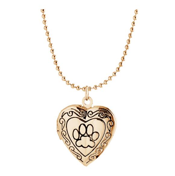 Memory Heart Pendant Footprint Frame Cat or Dog Locket. Fashion Pet Jewelry.