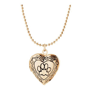 Memory Heart Pendant Footprint Frame Cat or Dog Locket. Fashion Pet Jewelry.