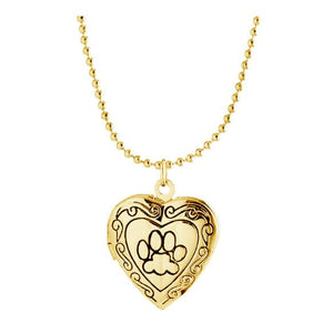 Memory Heart Pendant Footprint Frame Cat or Dog Locket. Fashion Pet Jewelry.