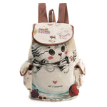 Lovely Cat print Backpack for Women, Canvas Backpack Drawstring,  large capacity packs For Teenage Girls good for School