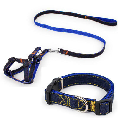 JCPAL Pet Accessories Set Jean Vest Dog Harnesses Chihuahua Leads Chain 120 cm Small Dog Leash Nylon Puppy Collar Supplies