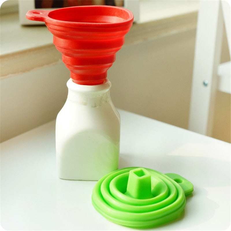 Silicone Gel Foldable Collapsible Style Funnel Hopper Kitchen Cooking Tools Accessories Gadgets Chocolate Cake Tools
