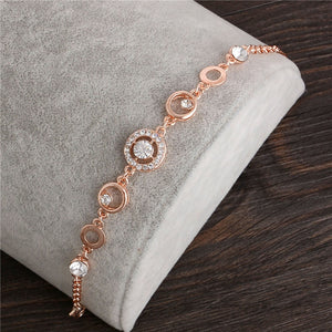 Rose Gold Chain Bracelet For Women Crystal Wedding Jewelry Ladies Charm Wrist Bracelet Pulseras Wholesale Price