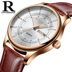 High Quality Rose Gold Dial Watch for Men. Leather Waterproof 30M Watches. Business Fashion Quartz Movement. Auto Date Male Watch