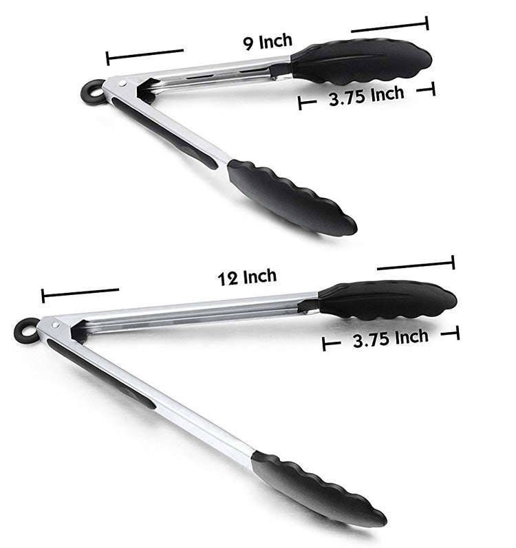 Silicone BBQ Grilling Tong Salad Bread Serving Tong Non-Stick Kitchen Barbecue Grilling Cooking Tong with Joint Lock