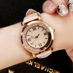 New ladies watch Rhinestone Leather Bracelet Wristwatch Women Fashion Watches Ladies Alloy Analog Quartz relojes