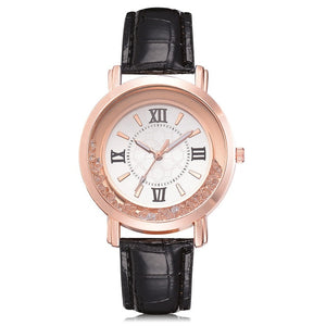 New ladies watch Rhinestone Leather Bracelet Wristwatch Women Fashion Watches Ladies Alloy Analog Quartz relojes