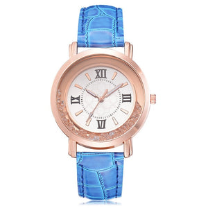 New ladies watch Rhinestone Leather Bracelet Wristwatch Women Fashion Watches Ladies Alloy Analog Quartz relojes