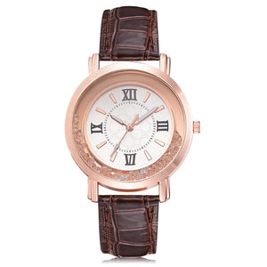New ladies watch Rhinestone Leather Bracelet Wristwatch Women Fashion Watches Ladies Alloy Analog Quartz relojes