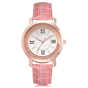 New ladies watch Rhinestone Leather Bracelet Wristwatch Women Fashion Watches Ladies Alloy Analog Quartz relojes