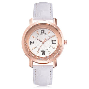 New ladies watch Rhinestone Leather Bracelet Wristwatch Women Fashion Watches Ladies Alloy Analog Quartz relojes