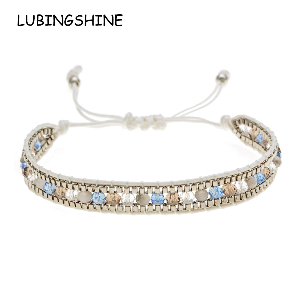 Woman  or Men Handmade Bohemia Weave Adjustable Rope Chain Crystal Charms Bracelets Wristband Fashion Jewelry Gift
