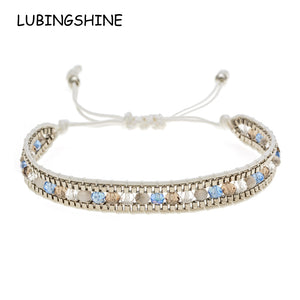 Woman  or Men Handmade Bohemia Weave Adjustable Rope Chain Crystal Charms Bracelets Wristband Fashion Jewelry Gift