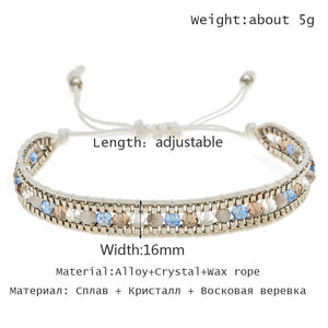 Woman  or Men Handmade Bohemia Weave Adjustable Rope Chain Crystal Charms Bracelets Wristband Fashion Jewelry Gift