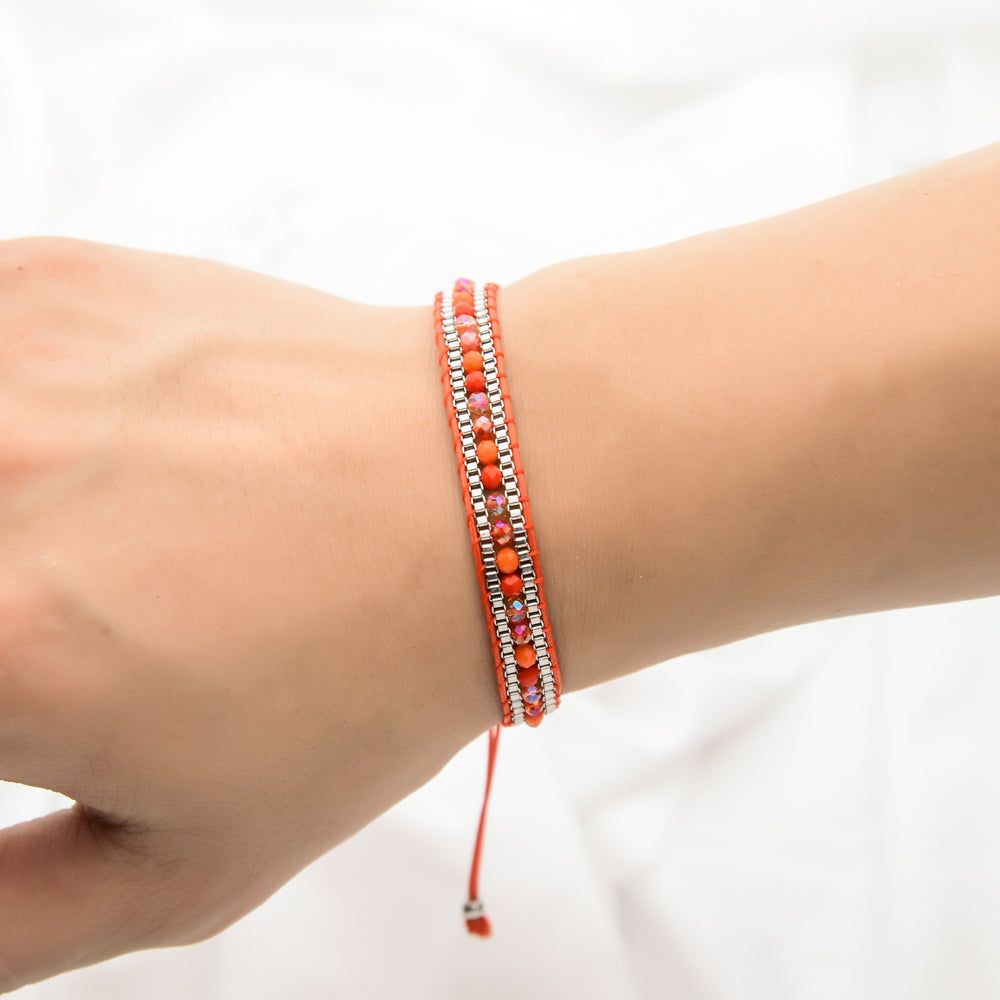 Woman  or Men Handmade Bohemia Weave Adjustable Rope Chain Crystal Charms Bracelets Wristband Fashion Jewelry Gift